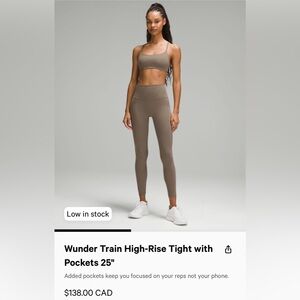 Lululemon wunder train high rise leggings with pockets